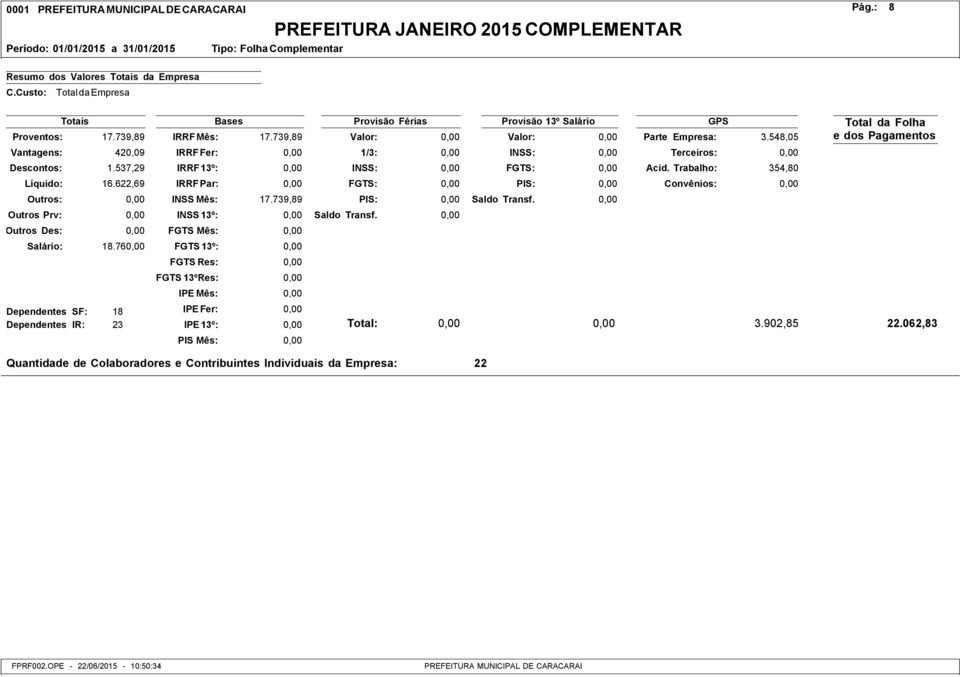 739,89 420,09 1.537,29 16.622,69 18.76 17.739,89 Terceiros: Parte Empresa: Acid.