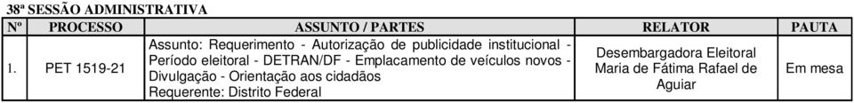 Período eleitoral - DETRAN/DF - Emplacamento de veículos novos - 1.