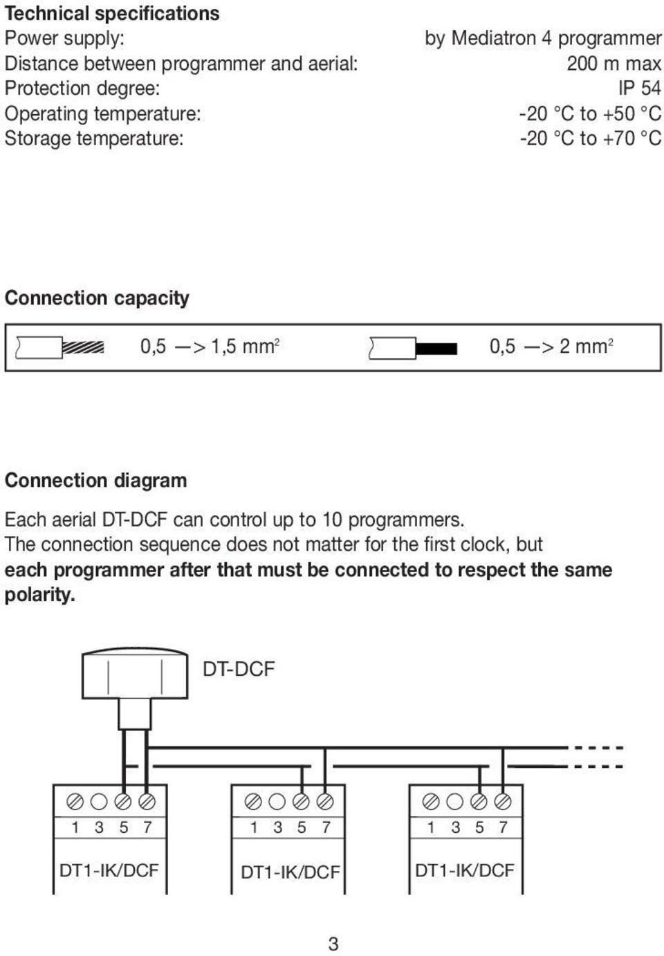 Connection diagram Each aerial DT-DCF can control up to 10 programmers.