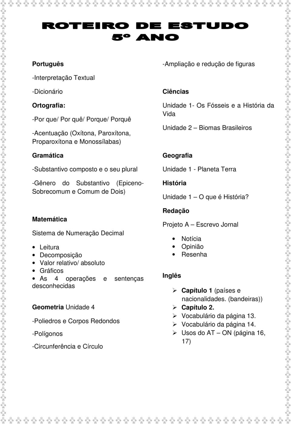 desconhecidas Geometria Unidade 4 -Poliedros e Corpos Redondos -Polígonos -Circunferência e Círculo Unidade 1- Os Fósseis e a da Vida Unidade 2 Biomas Brasileiros Unidade 1 - Planeta Terra