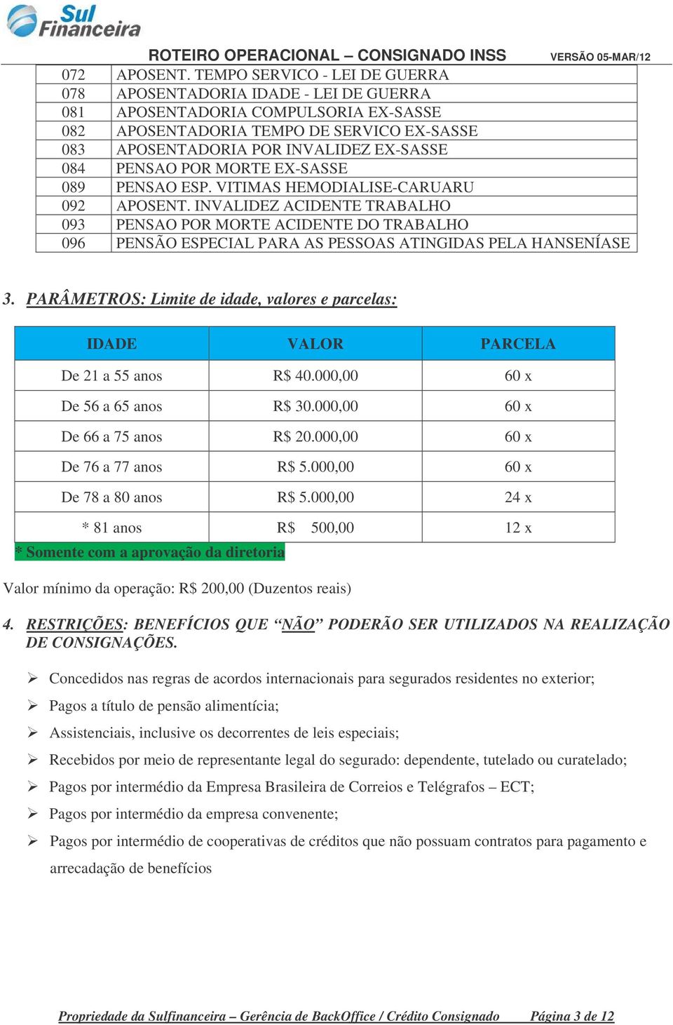 PENSAO POR MORTE EX-SASSE 089 PENSAO ESP. VITIMAS HEMODIALISE-CARUARU 092 APOSENT.