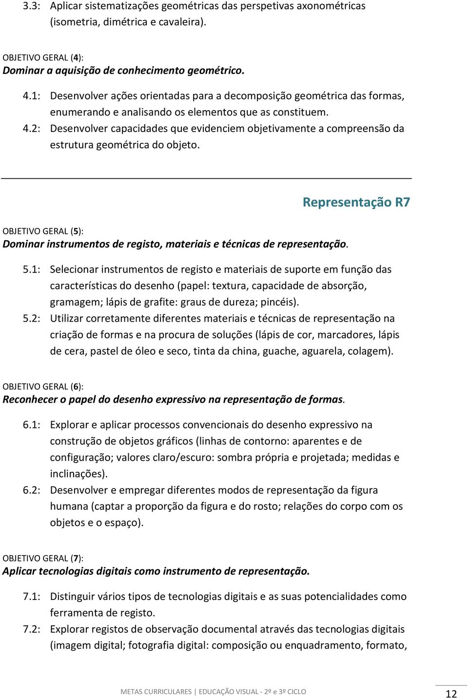 2: Desenvolver capacidades que evidenciem objetivamente a compreensão da estrutura geométrica do objeto. OBJETIVO GERAL (5): Dominar instrumentos de registo, materiais e técnicas de representação.