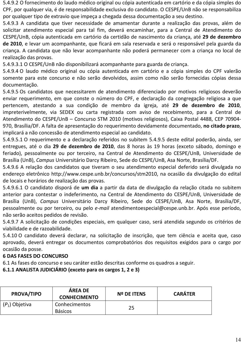 3 A candidata que tiver necessidade de amamentar durante a realização das provas, além de solicitar atendimento especial para tal fim, deverá encaminhar, para a Central de Atendimento do CESPE/UnB,