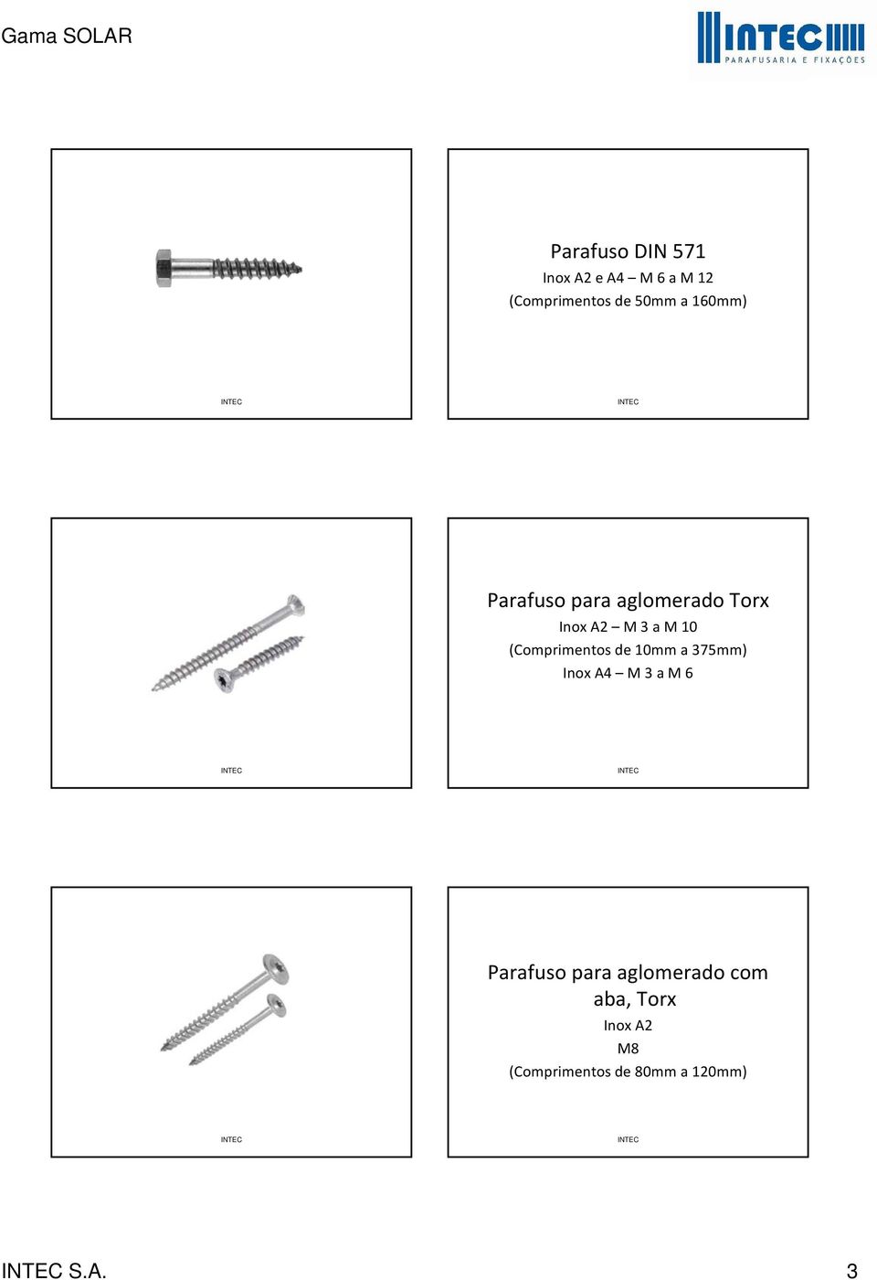 (Comprimentos de 10mm a 375mm) Inox A4 M 3 a M 6 Parafuso