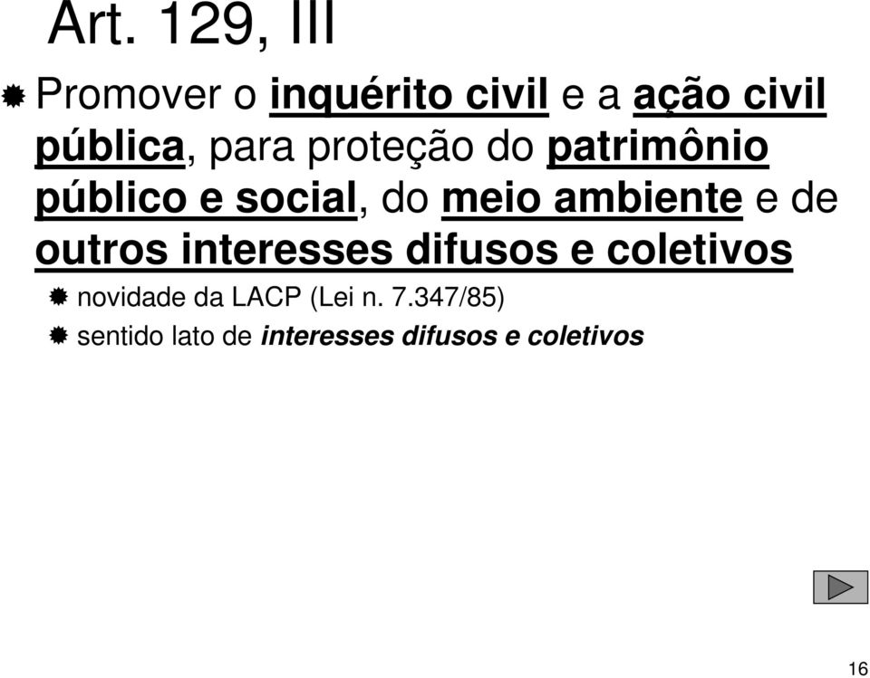 ambiente e de outros interesses difusos e coletivos novidade da