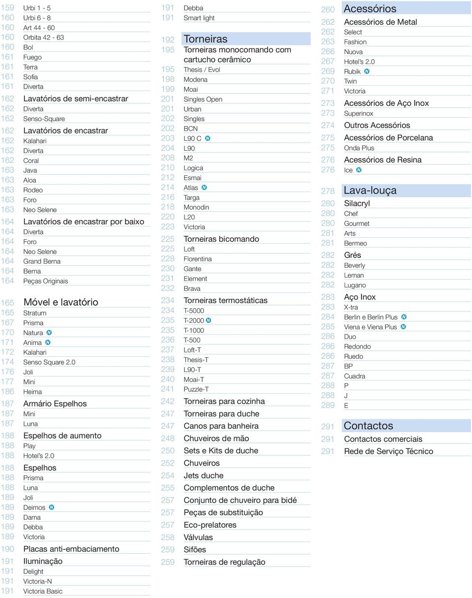 Originais 165 Móvel e lavatório 165 Stratum 167 Prisma 170 Natura 171 Anima 172 Kalahari 174 Senso Square 2.