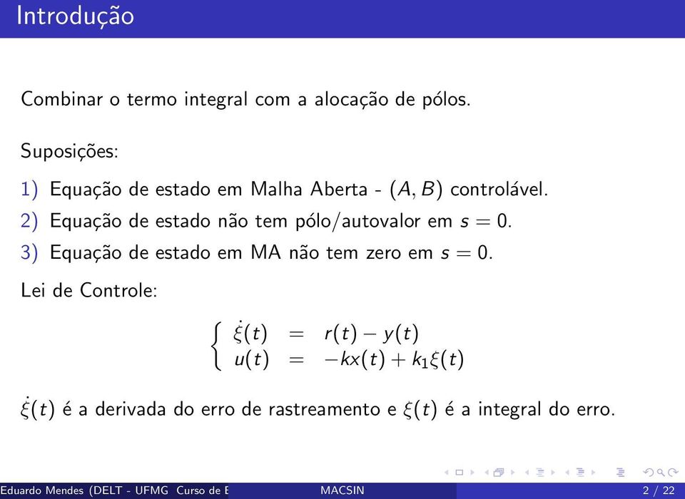 3) Equação de estado em MA não tem zero em s.