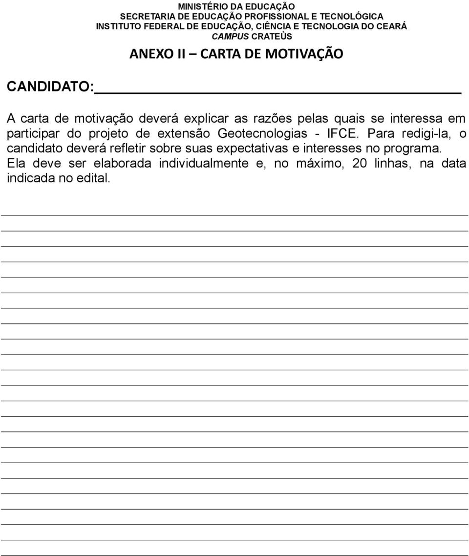 em participar do projeto de extensão Geotecnologias - IFCE.