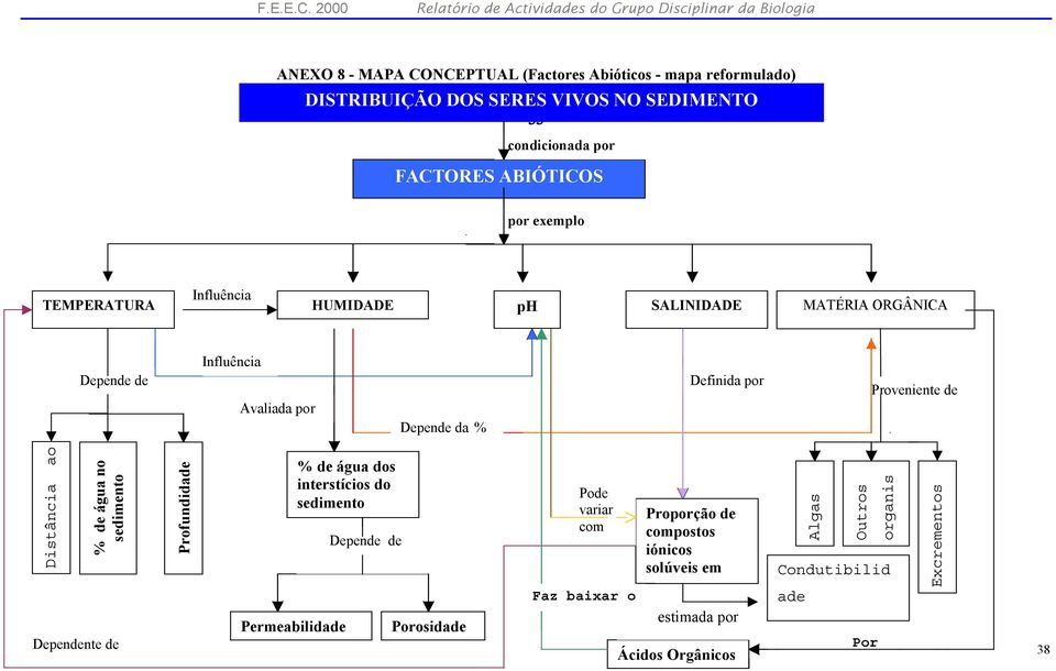 SEDIMENTO 33 condicionada por FACTORES ABIÓTICOS por exemplo Influência TEMPERATURA HUMIDADE ph SALINIDADE MATÉRIA ORGÂNICA Depende de Influência Avaliada por Depende