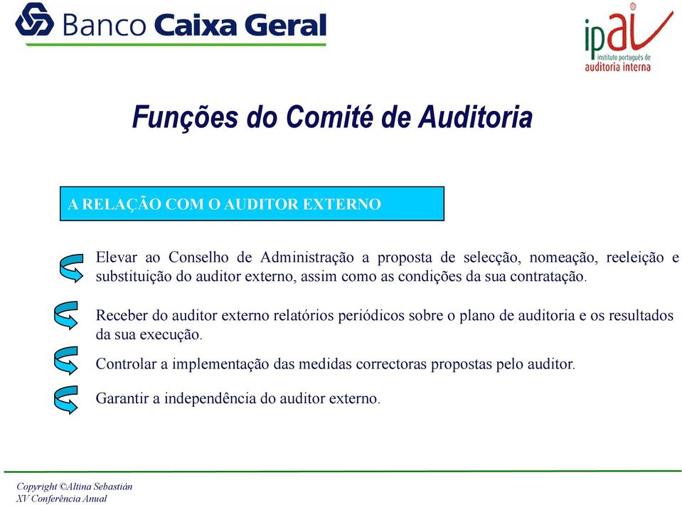 Receber do auditor externo relatórios periódicos sobre o plano de auditoria e os resultados da sua execução.