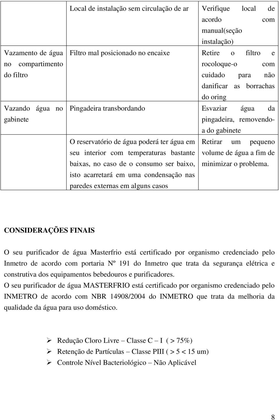 em Retirar um pequeno seu interior com temperaturas bastante volume de água a fim de baixas, no caso de o consumo ser baixo, minimizar o problema.