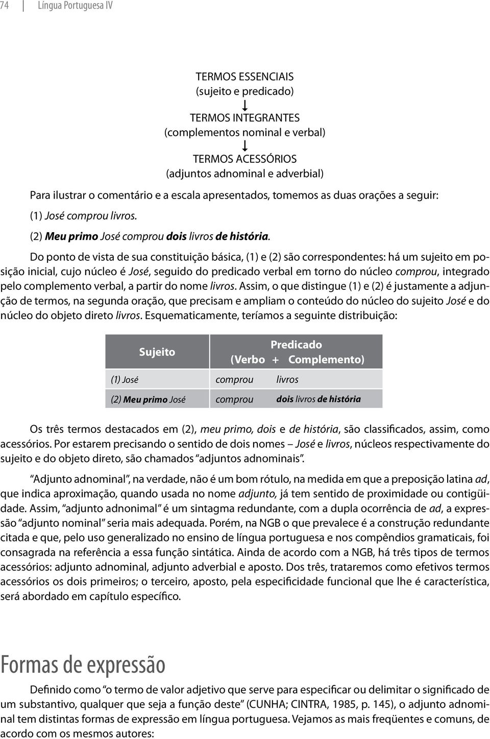 Do ponto de vista de sua constituição básica, (1) e (2) são correspondentes: há um sujeito em posição inicial, cujo núcleo é José, seguido do predicado verbal em torno do núcleo comprou, integrado