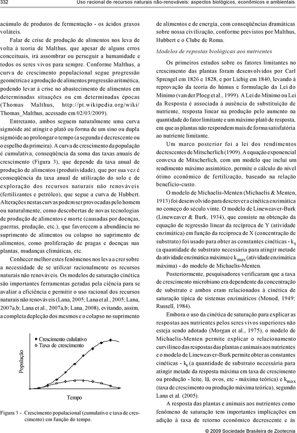 Conforme Malthus, a curva de crescimento populacional segue progressão geométrica e a produção de alimentos progressão aritmética, podendo levar à crise no abastecimento de alimentos em determinadas