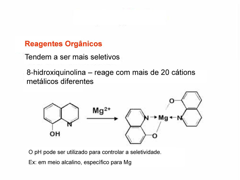 metálicos diferentes O ph pode ser utilizado para