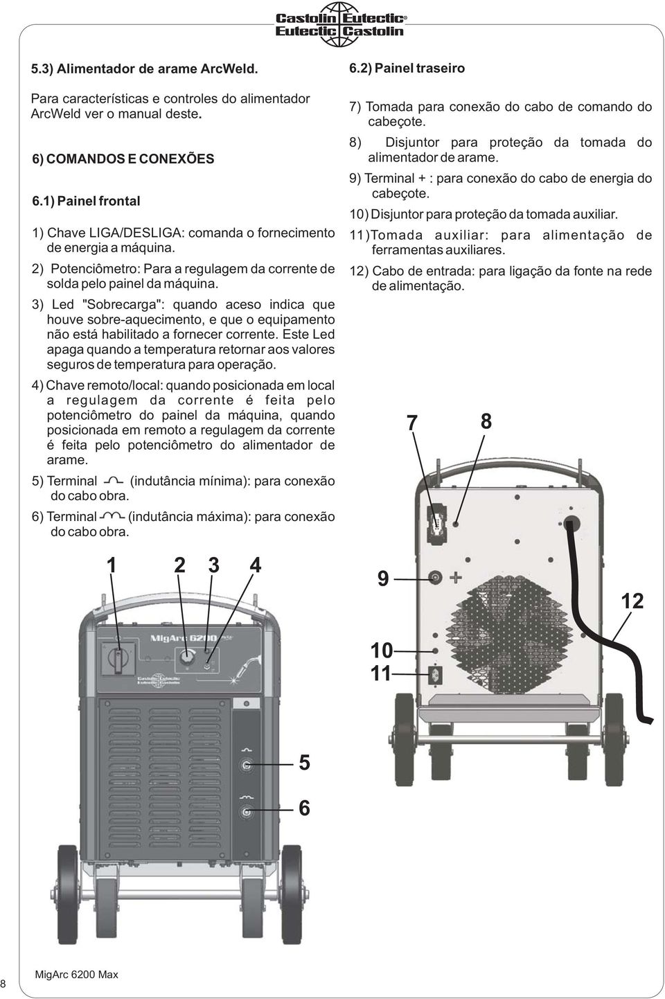 3) Led "Sobrecarga": quando aceso indica que houve sobre-aquecimento, e que o equipamento não está habilitado a fornecer corrente.