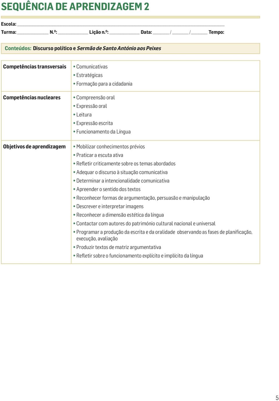 discurso à situação comunicativa Determinar a intencionalidade comunicativa Apreender o sentido dos textos Reconhecer formas de argumentação, persuasão e manipulação Descrever e interpretar imagens