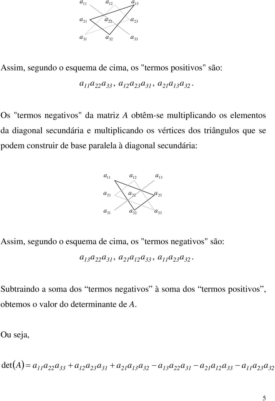 construir de se prlel à digonl secundári: Assim, segundo o esquem de cim, os "termos negtivos" são:,,