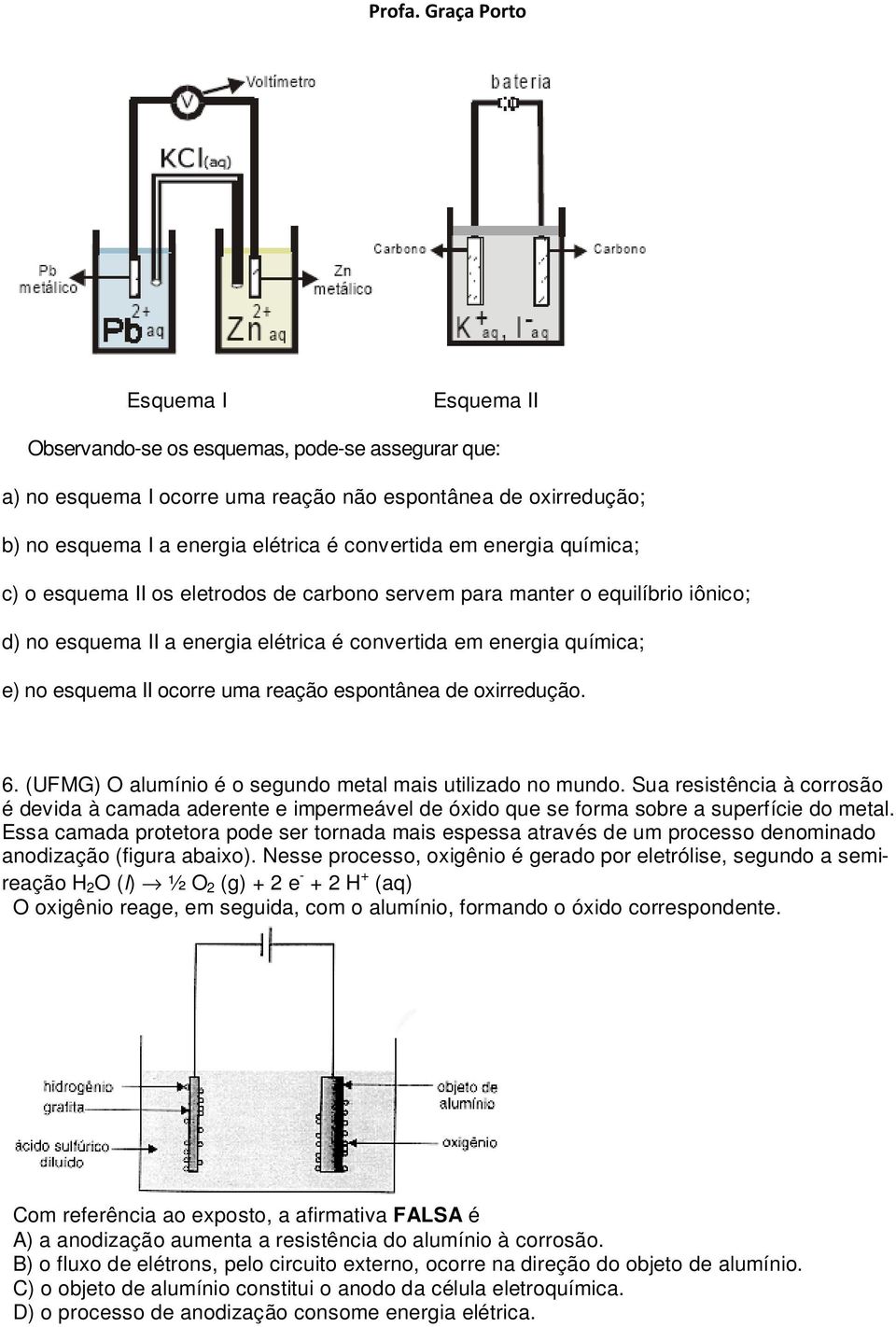 espontânea de oxirredução. 6. (UFMG) O alumínio é o segundo metal mais utilizado no mundo.