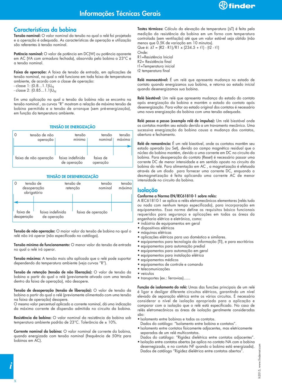 Potênca nomnal: O valor de potênca em DC(W) ou potênca aparente em AC (VA com armadura fechada), absorvda pela bobna a 3 C e a tensão nomnal.