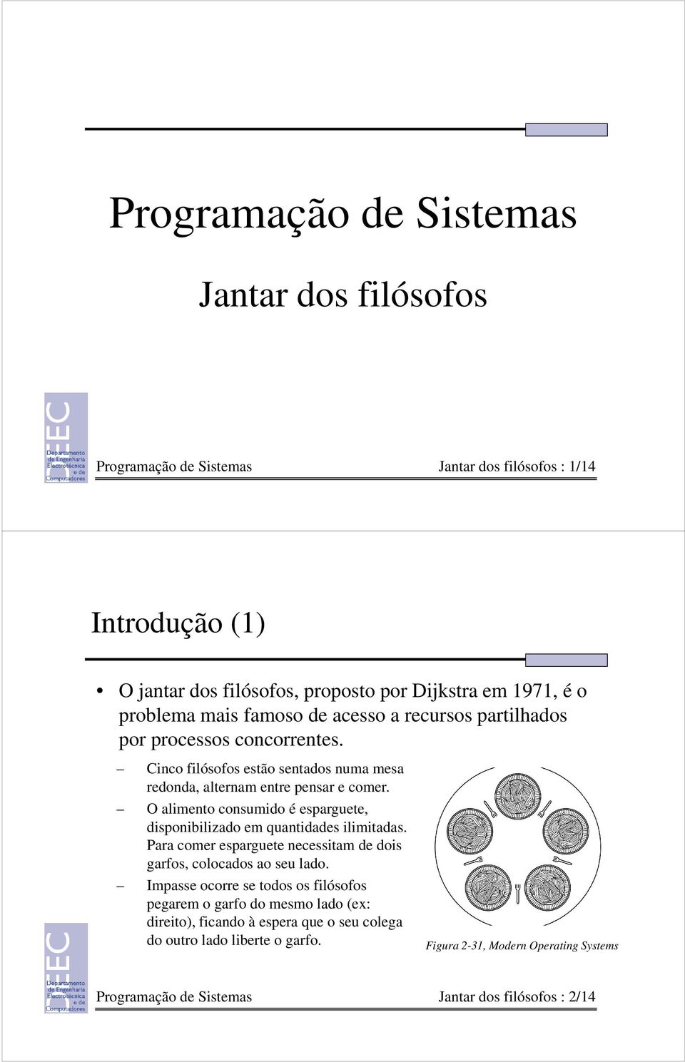 O alimento consumido é esparguete, disponibilizado em quantidades ilimitadas. Para comer esparguete necessitam de dois garfos, colocados ao seu lado.