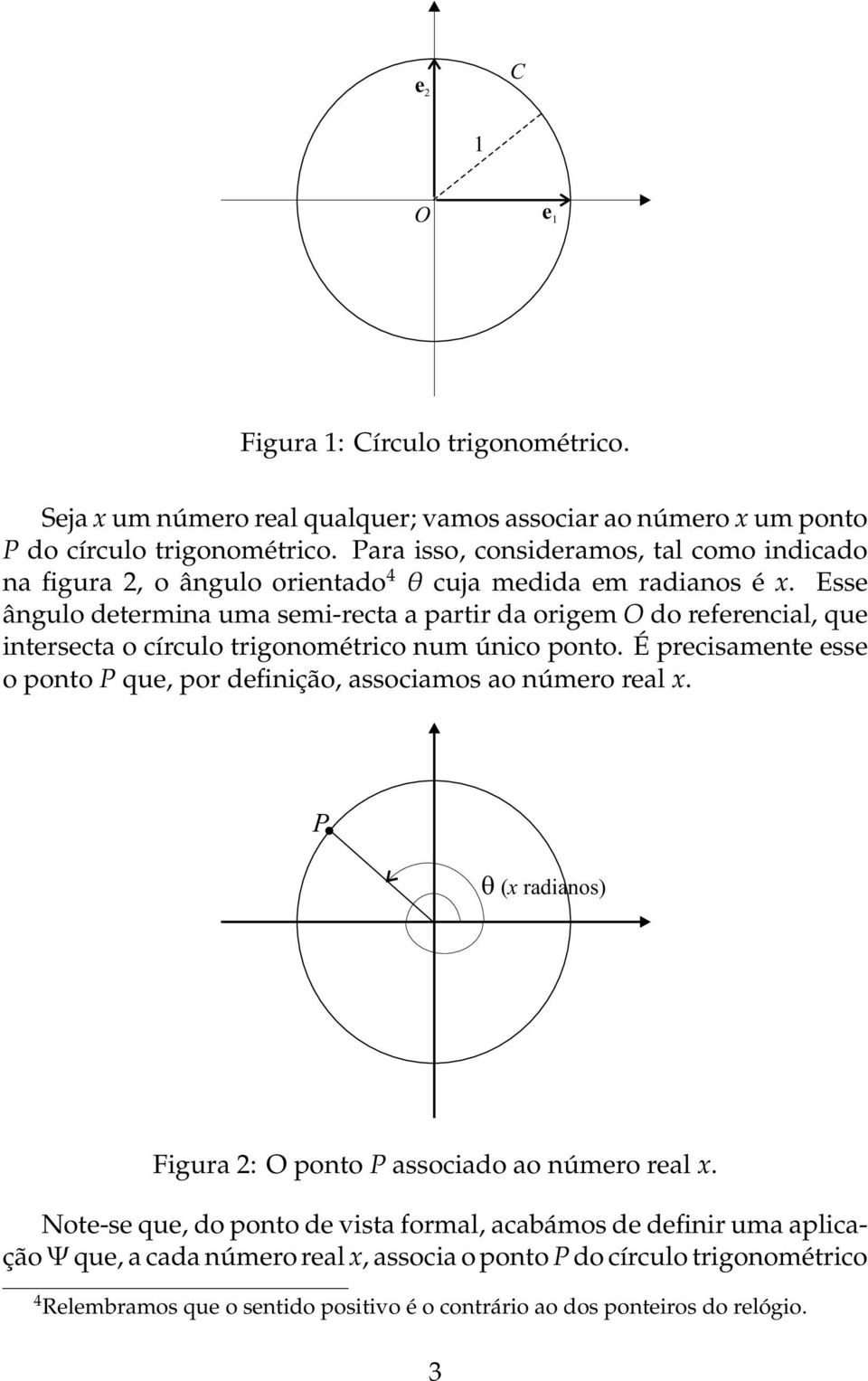 Esse ângulo determina uma semi-recta a partir da origem O do referencial, que intersecta o círculo trigonométrico num único ponto.