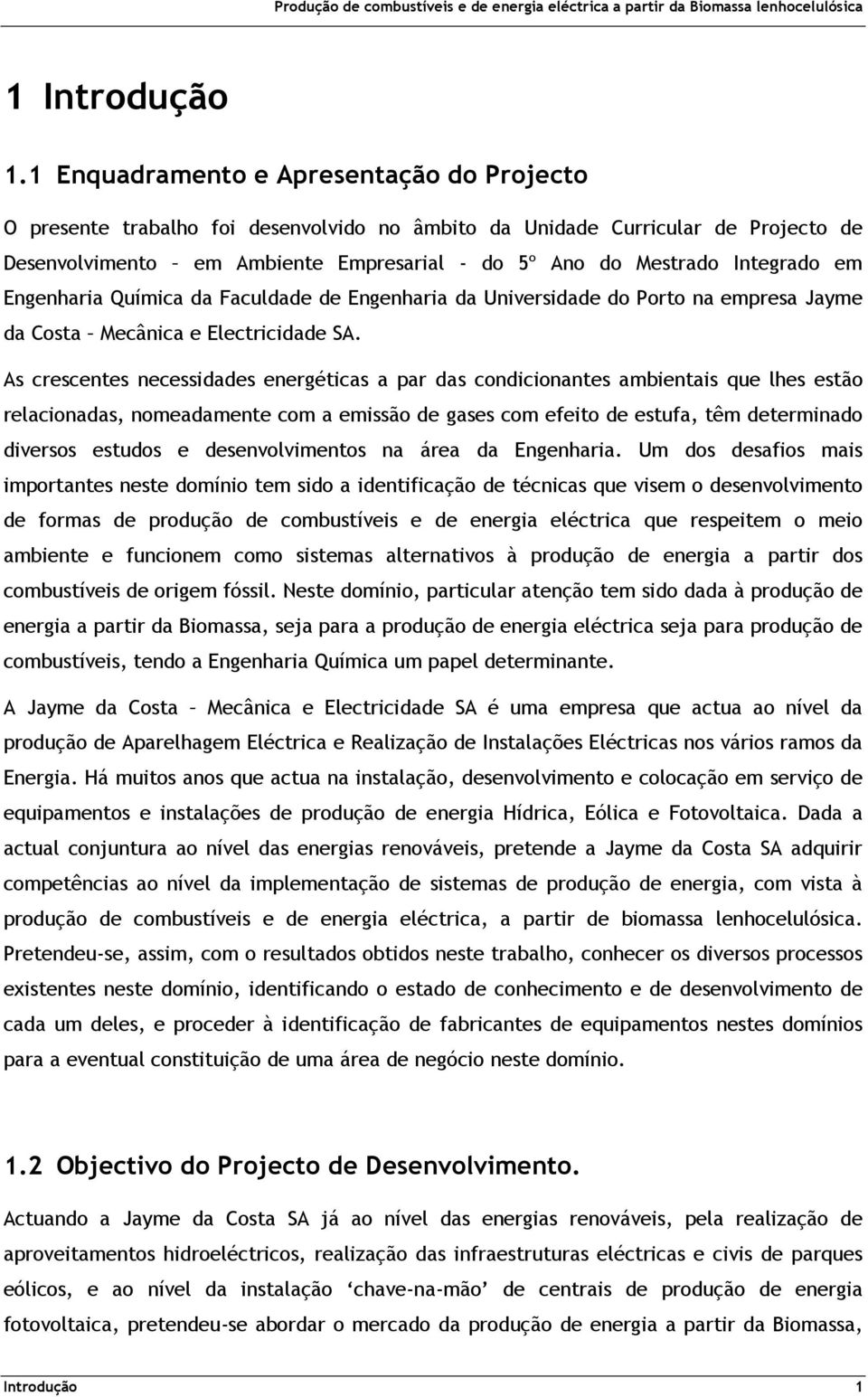 Integrado em Engenharia Química da Faculdade de Engenharia da Universidade do Porto na empresa Jayme da Costa Mecânica e Electricidade SA.