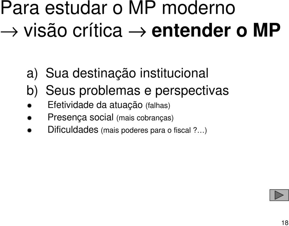 perspectivas Efetividade da atuação (falhas) Presença