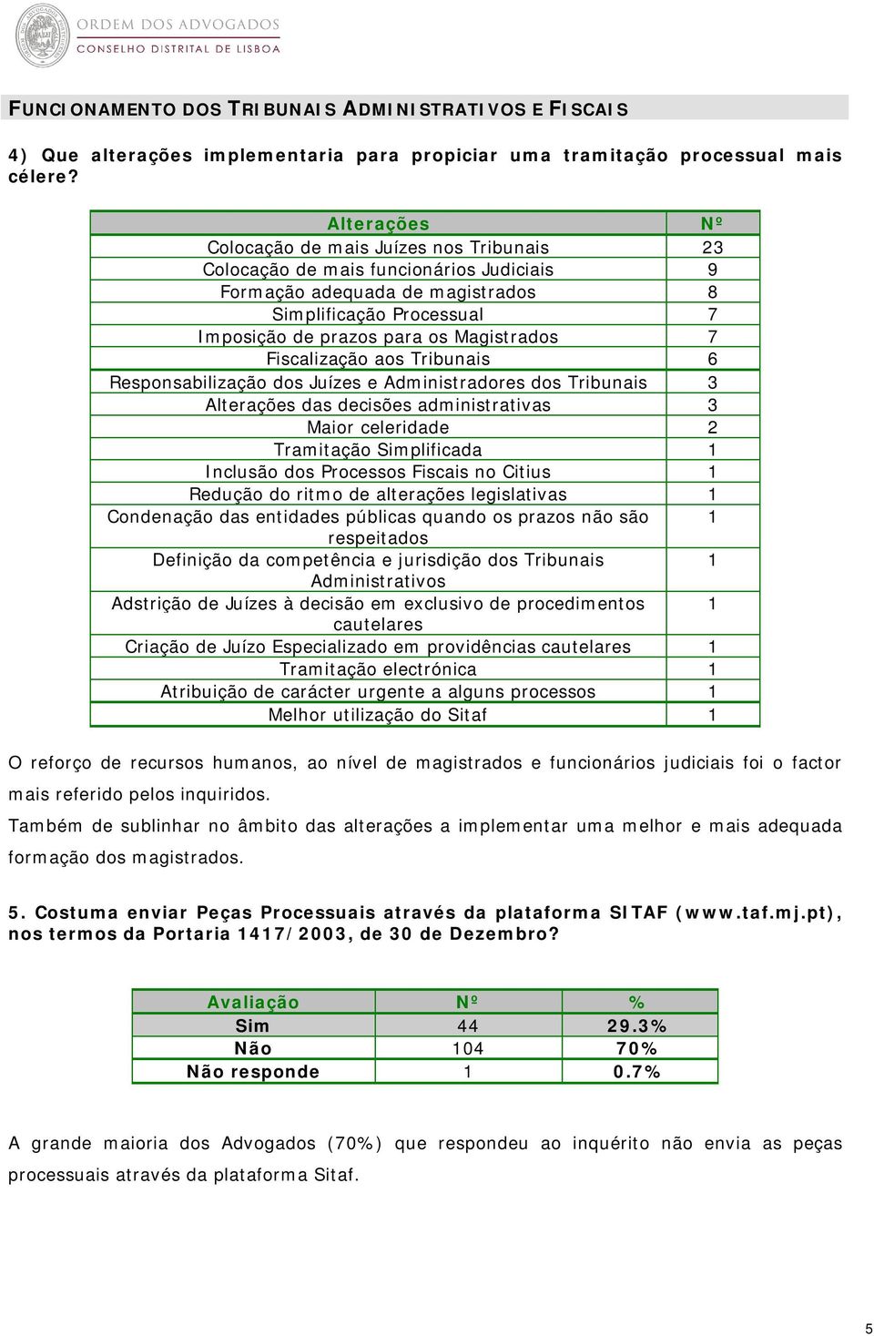 Fiscalização aos Tribunais 6 Responsabilização dos Juízes e Administradores dos Tribunais 3 Alterações das decisões administrativas 3 Maior celeridade 2 Tramitação plificada 1 Inclusão dos Processos