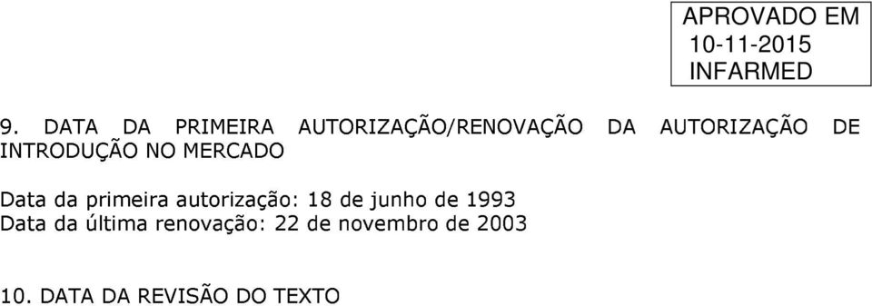 primeira autorização: 18 de junho de 1993 Data da