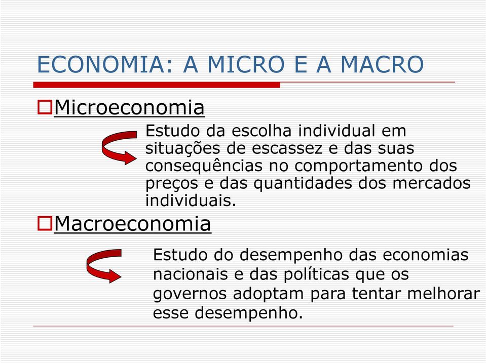 preços e das quantidades dos mercados individuais.