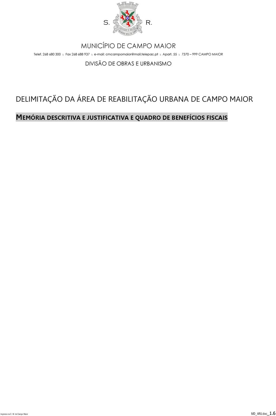 MEMÓRIA DESCRITIVA E JUSTIFICATIVA