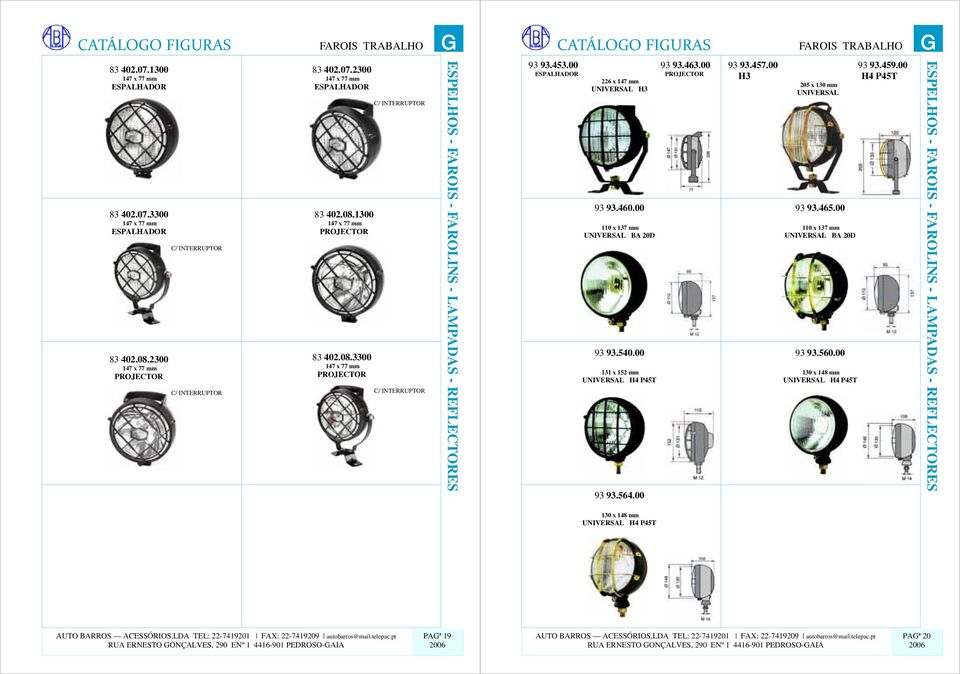 453.00 93 93.463.00 ESPALHADOR 226 x 147 mm H3 93 93.460.00 110 x 137 mm BA 20D 93 93.540.00 131 x 152 mm H4 P45T 93 93.564.00 93 93.457.00 93 93.459.