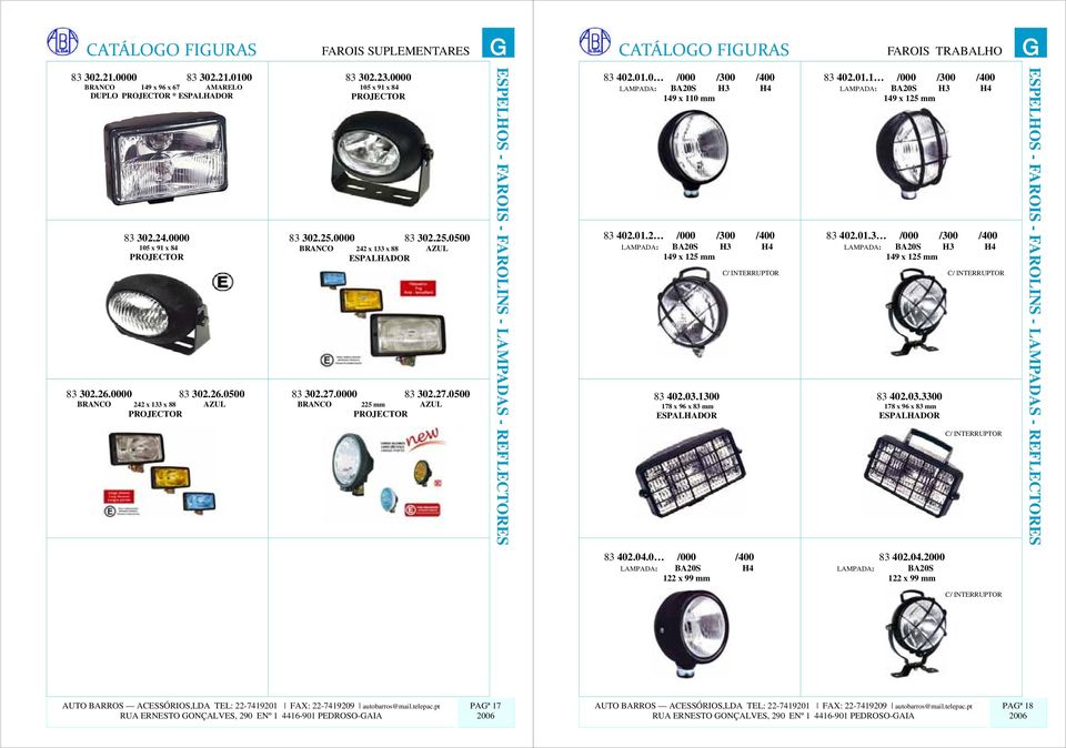0 /000 /300 /400 LAMPADA: BA20S H3 H4 149 x 110 mm 83 402.01.2 /000 /300 /400 LAMPADA: BA20S H3 H4 149 x 125 mm 83 402.03.1300 178 x 96 x 83 mm ESPALHADOR C/ INTERRUPTOR 83 402.01.1 /000 /300 /400 LAMPADA: BA20S H3 H4 149 x 125 mm 83 402.