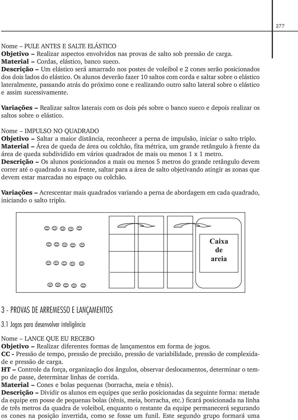 Os alunos deverão fazer 10 saltos com corda e saltar sobre o elástico lateralmente, passando atrás do próximo cone e realizando outro salto lateral sobre o elástico e assim sucessivamente.