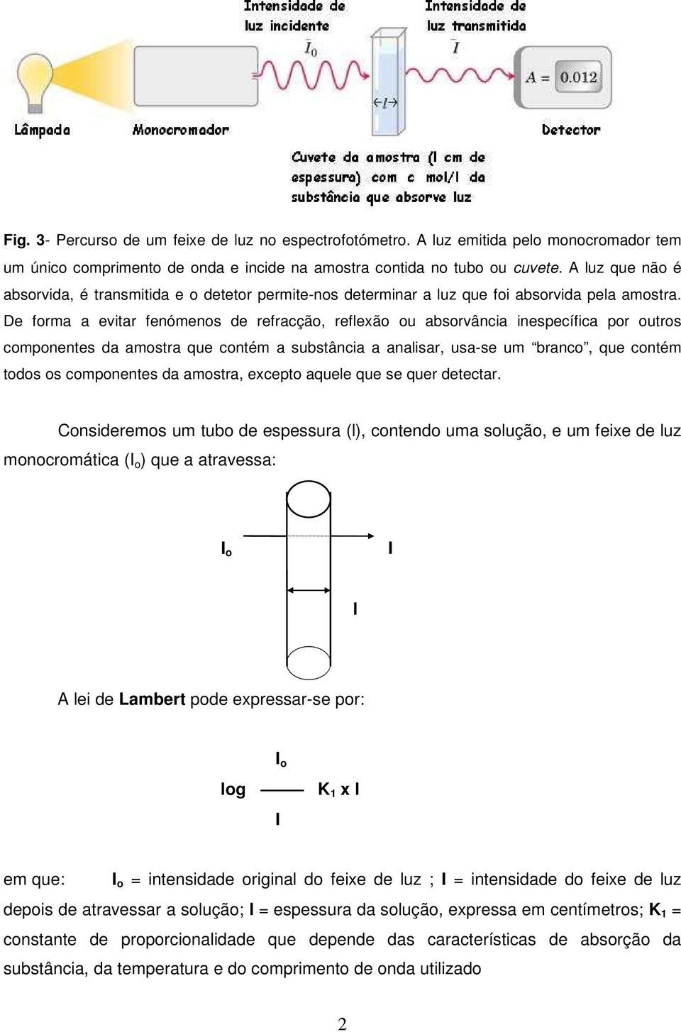 De forma a evitar fenómenos de refracção, reflexão ou absorvância inespecífica por outros componentes da amostra que contém a substância a analisar, usa-se um branco, que contém todos os componentes