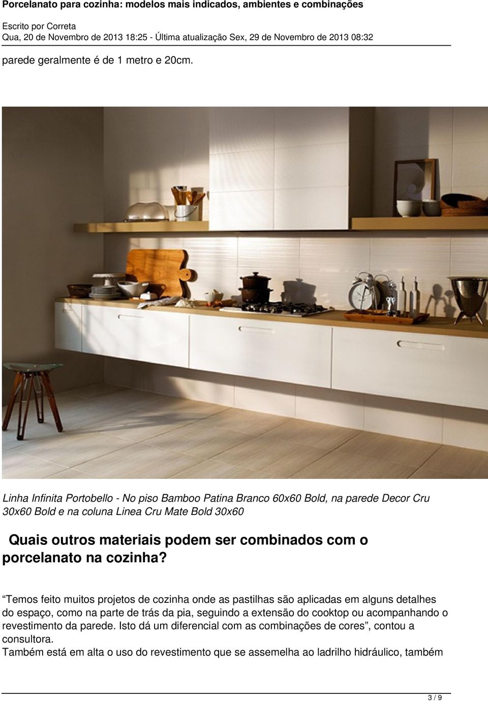 materiais podem ser combinados com o porcelanato na cozinha?