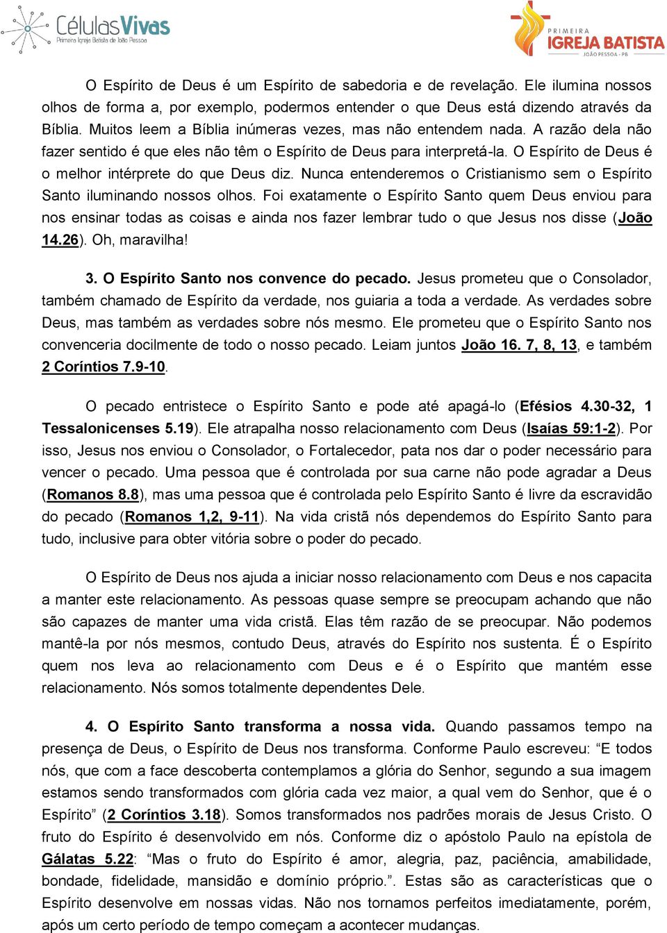 O Espírito de Deus é o melhor intérprete do que Deus diz. Nunca entenderemos o Cristianismo sem o Espírito Santo iluminando nossos olhos.