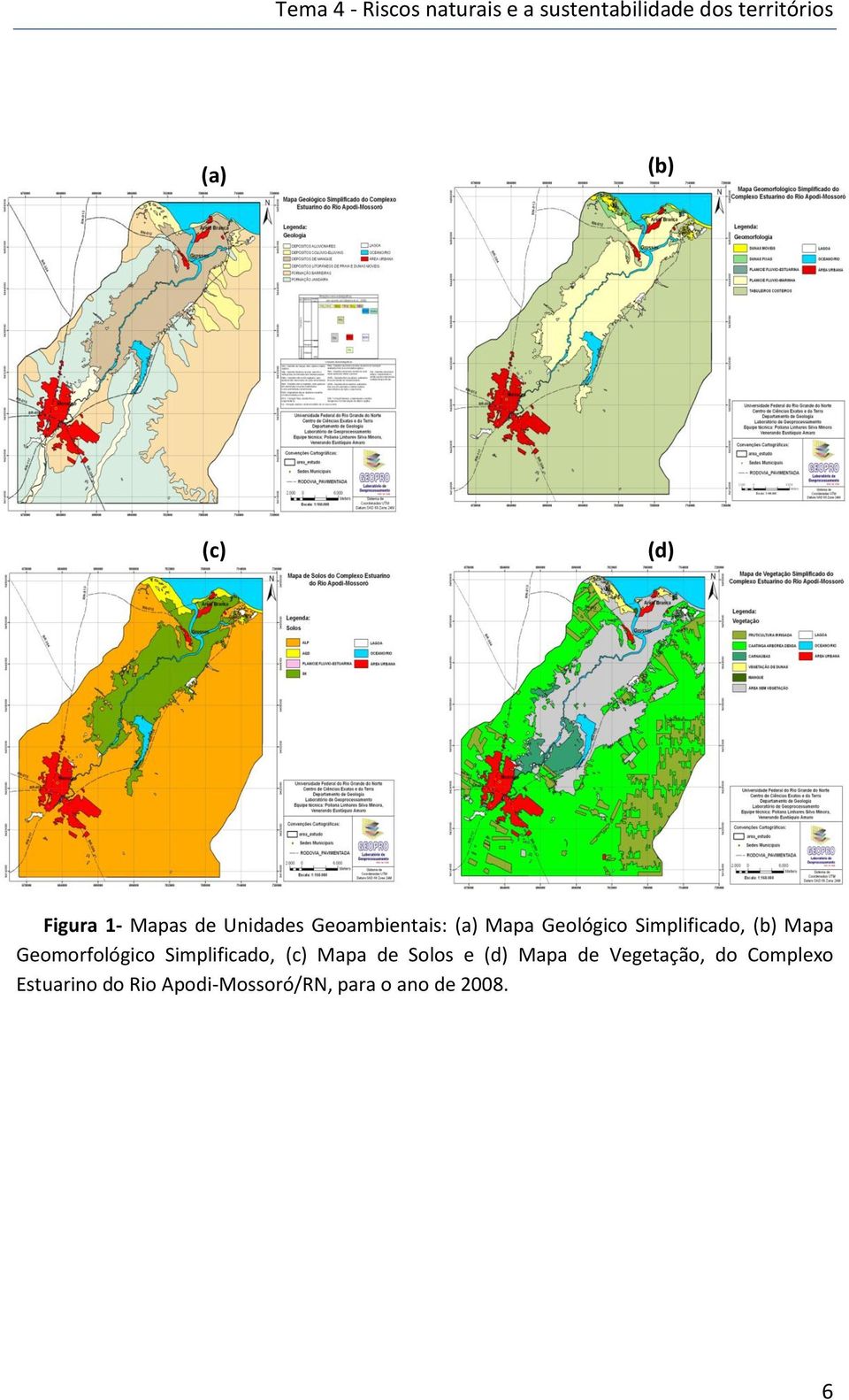 Simplificado, (b) Mapa Geomorfológico Simplificado, (c) Mapa de Solos e (d)