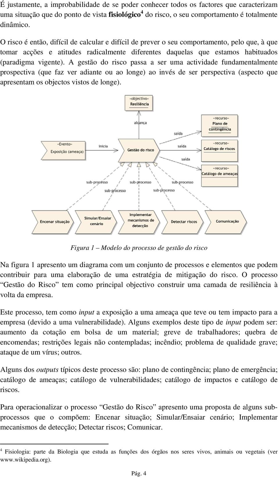 A gestão do risco passa a ser uma actividade fundamentalmente prospectiva (que faz ver adiante ou ao longe) ao invés de ser perspectiva (aspecto que apresentam os objectos vistos de longe).