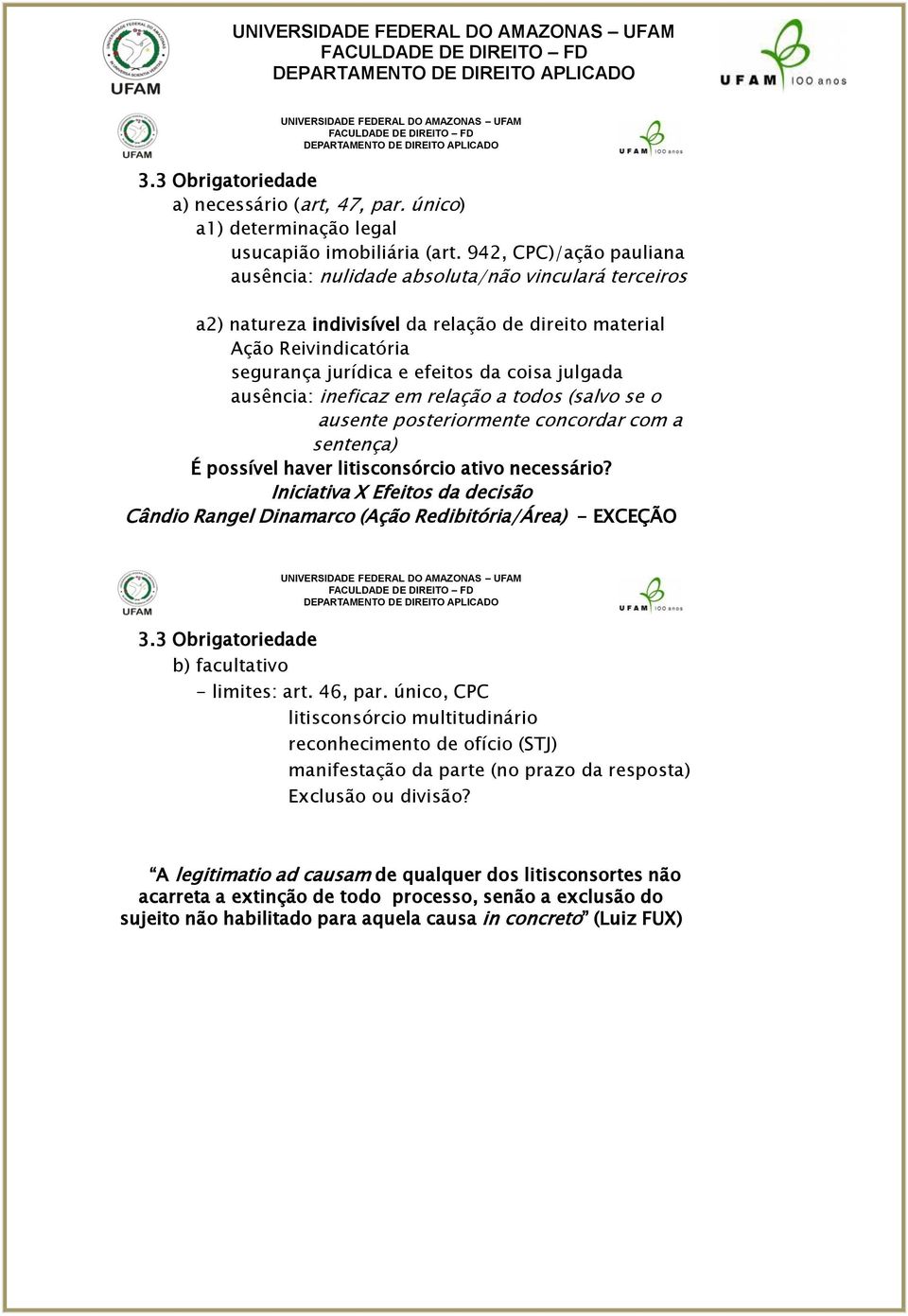 ausência: ineficaz em relação a todos (salvo se o ausente posteriormente concordar com a sentença) É possível haver litisconsórcio ativo necessário?