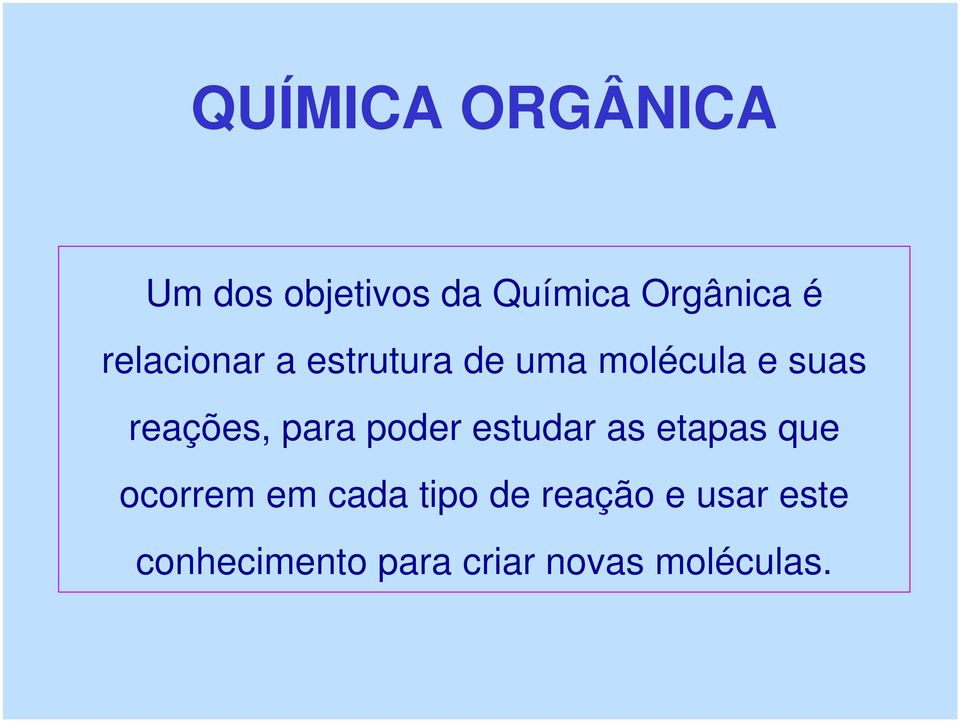 estudar as etapas que ocorrem em cada tipo de reação