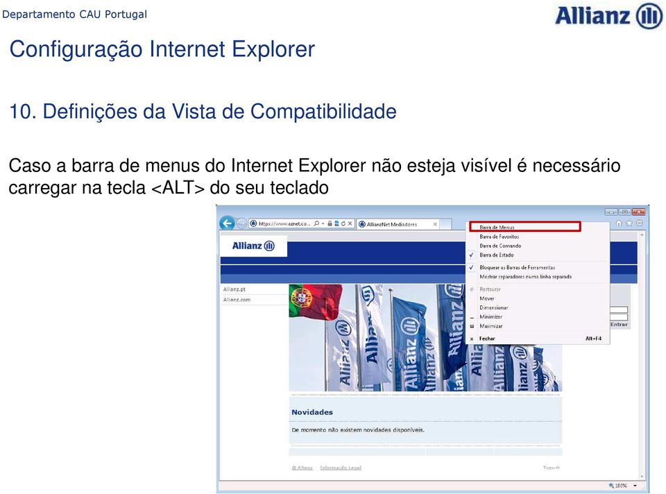 do Internet Explorer não esteja