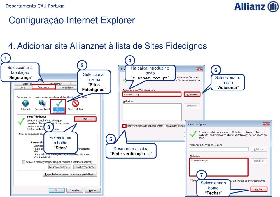 Fidedignos 4 Na caixa introduzir o texto *.aznet.com.