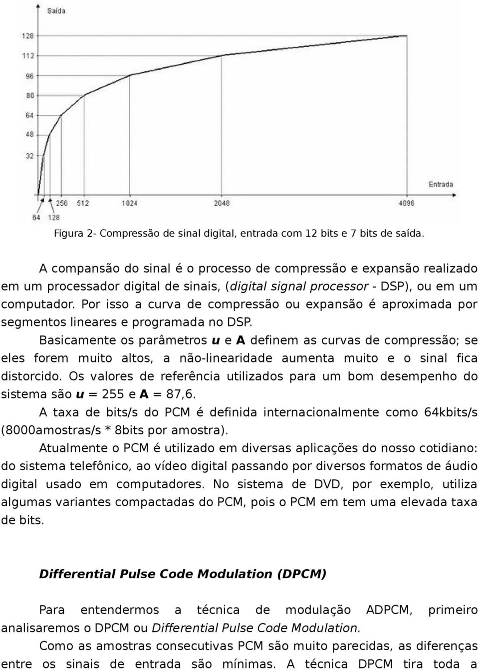 Por isso a curva de compressão ou expansão é aproximada por segmentos lineares e programada no DSP.