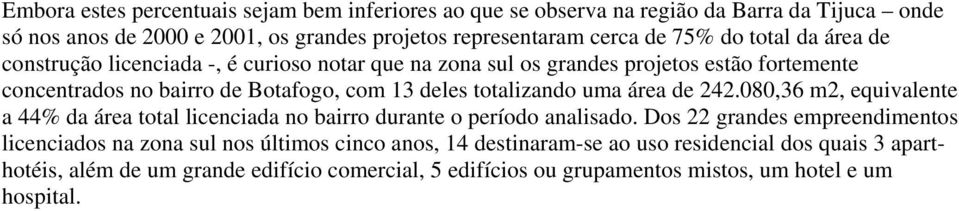 totalizando uma área de 242.080,36 m2, equivalente a 44% da área total licenciada no bairro durante o período analisado.