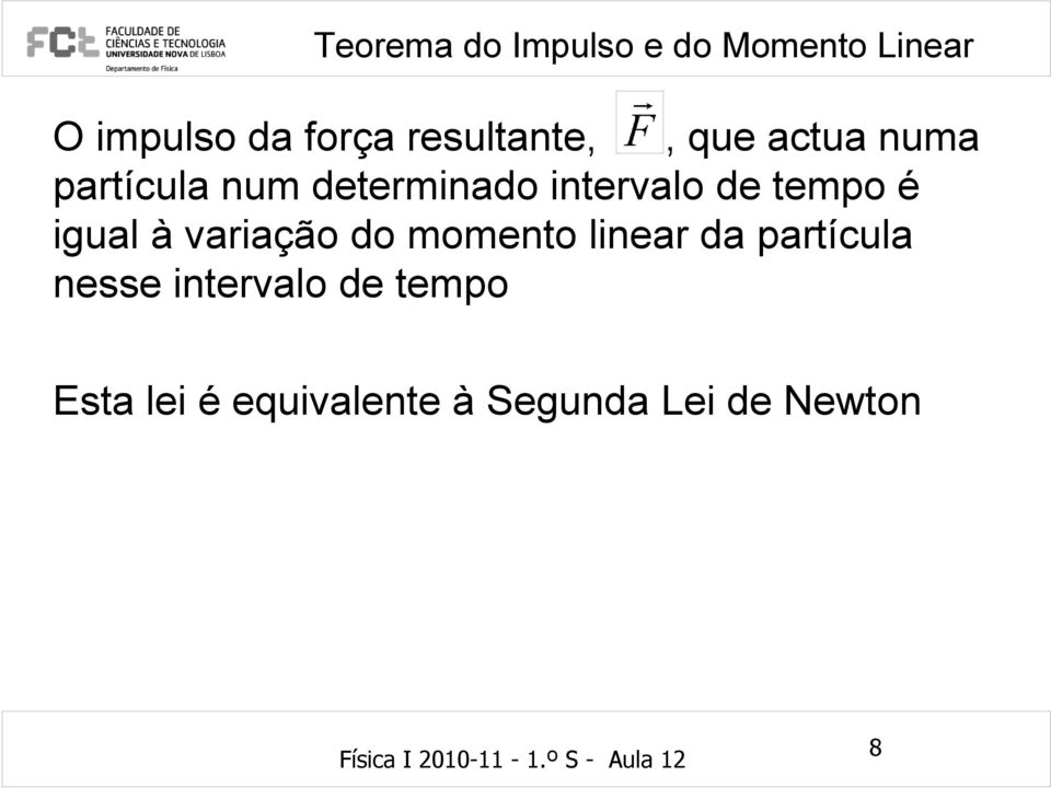 variação do momento linear da partícula nesse intervalo de tempo Esta