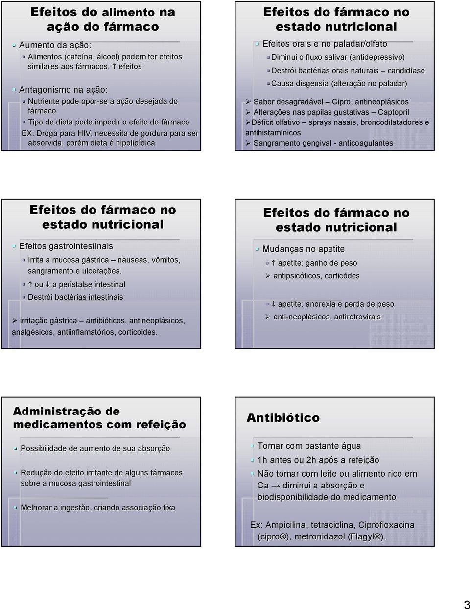 fluxo salivar (antidepressivo) Destrói i bactérias orais naturais candidíase ase Causa disgeusia (alteração paladar) Sabor desagradável Cipro, antineoplásicos Alterações nas papilas gustativas