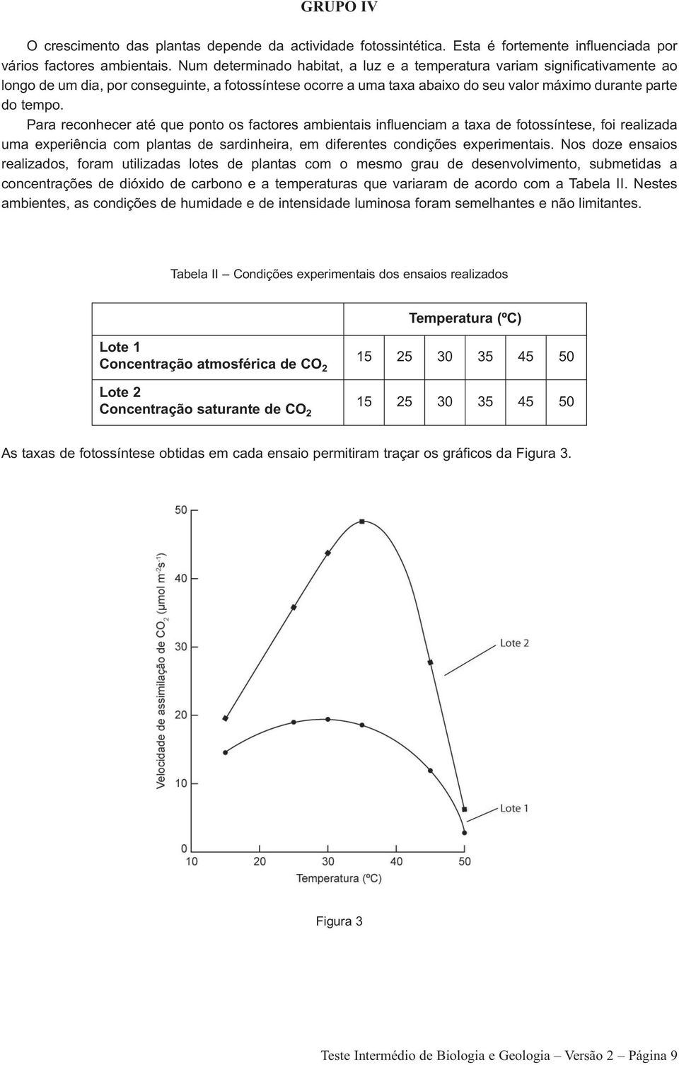 Para reconhecer até que ponto os factores ambientais influenciam a taxa de fotossíntese, foi realizada uma experiência com plantas de sardinheira, em diferentes condições experimentais.