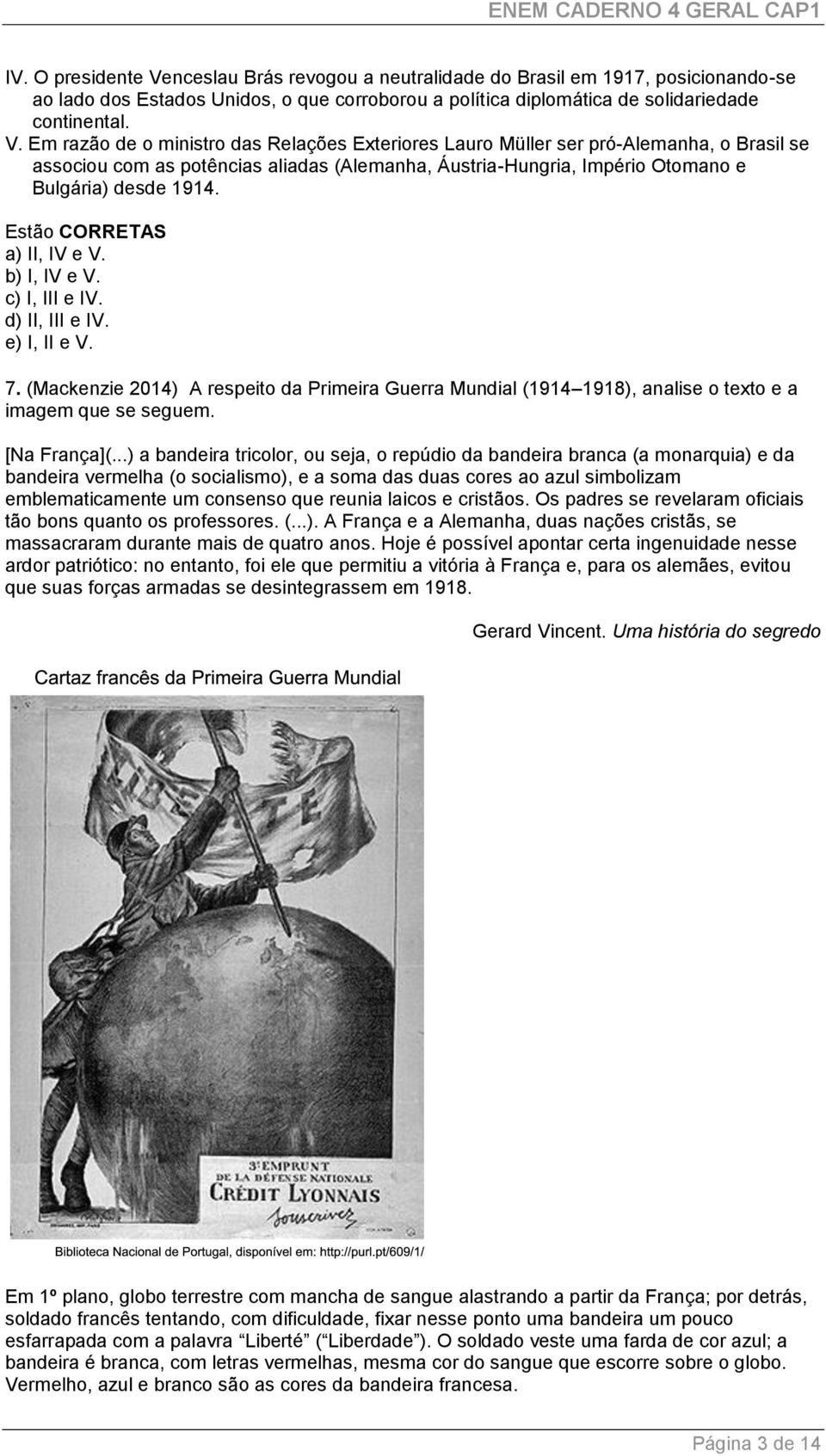 Em razão de o ministro das Relações Exteriores Lauro Müller ser pró-alemanha, o Brasil se associou com as potências aliadas (Alemanha, Áustria-Hungria, Império Otomano e Bulgária) desde 1914.