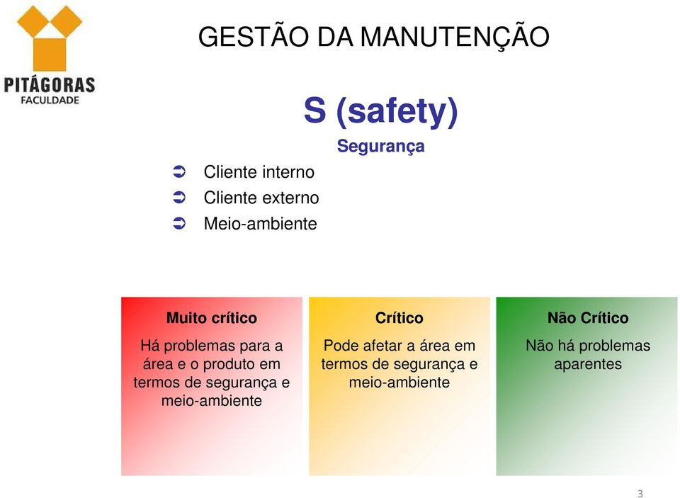 termos de segurança e meio-ambiente Crítico Pode afetar a área em